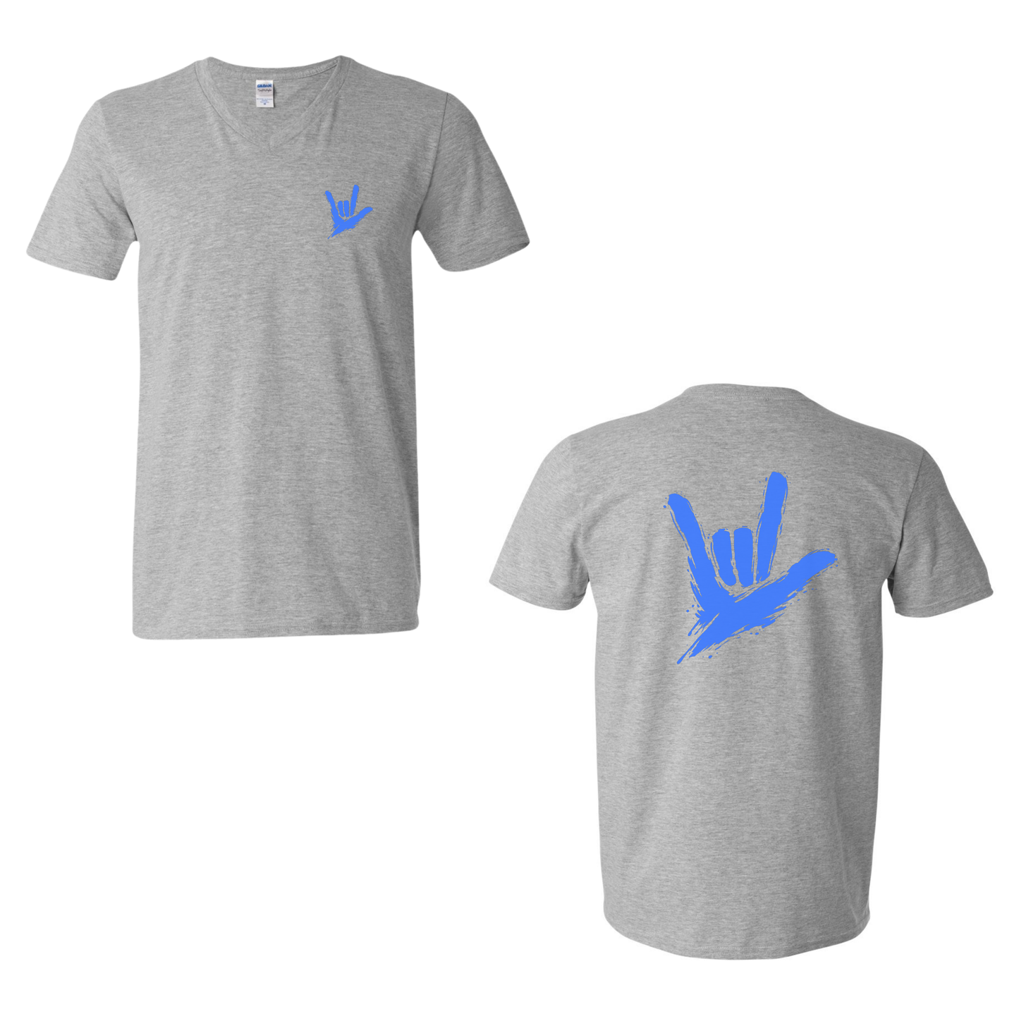 Electric Blue ILY by Fortyxfive – Front & Back Unisex V-NECK