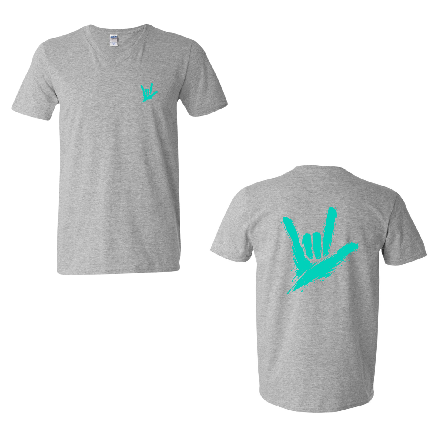 Teal ILY by Fortyxfive – Front & Back Unisex V-NECK