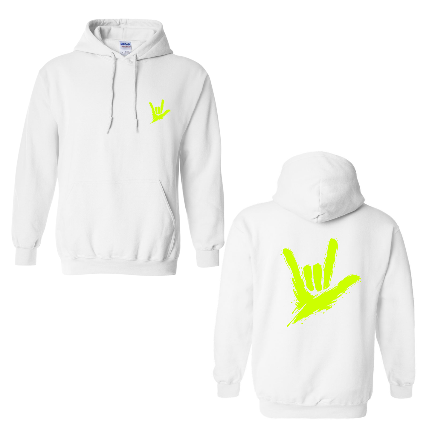 Neon Green ILY by Fortyxfive – Front & Back Unisex Hoodie