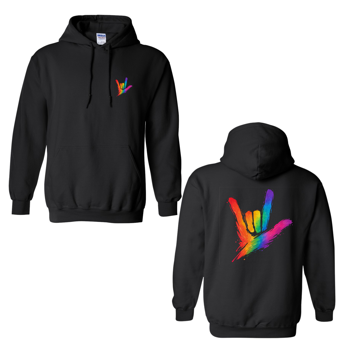 Rainbow ILY by Fortyxfive - Front & Back Unisex Hoodie