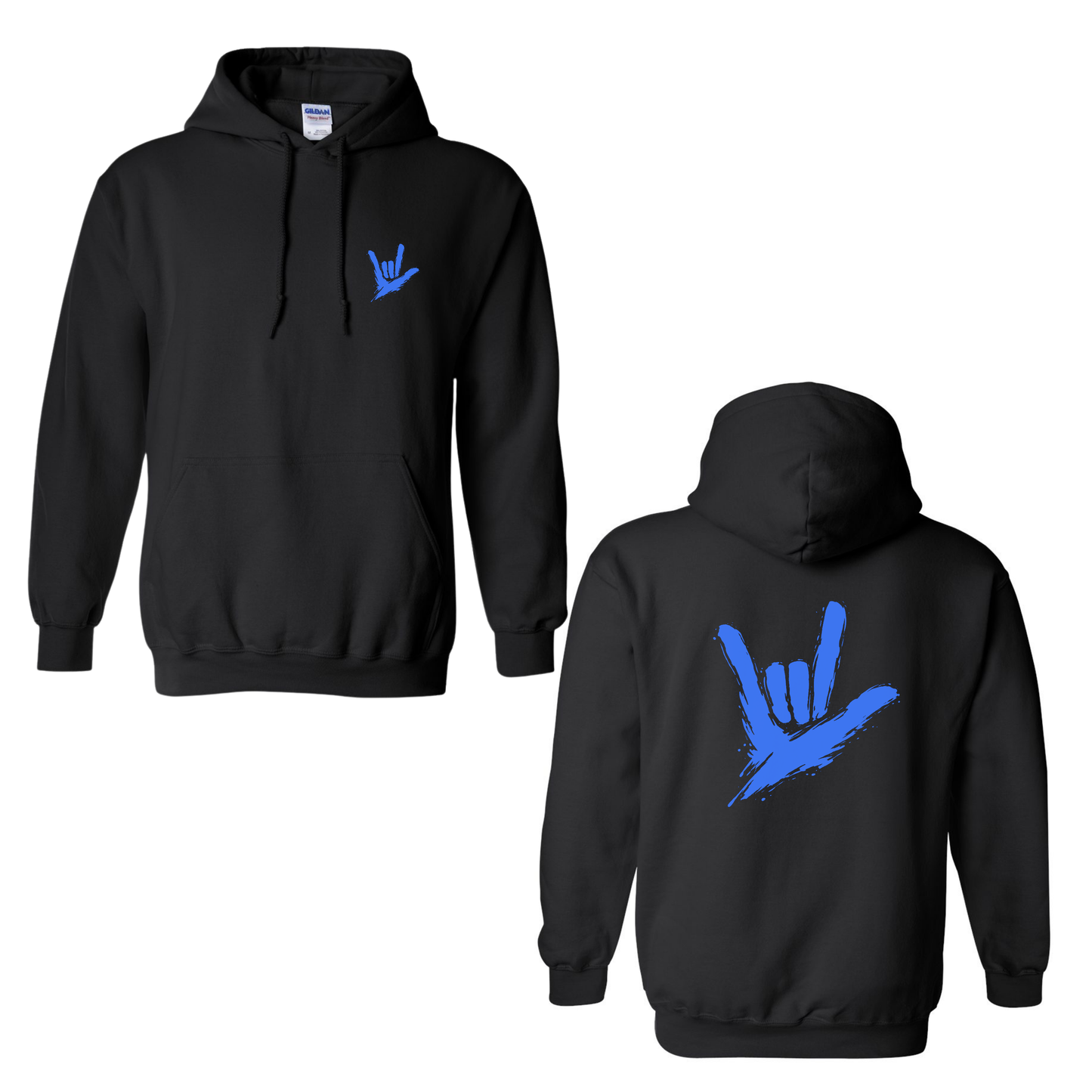 Electric Blue ILY by Fortyxfive – Front & Back Unisex Hoodie