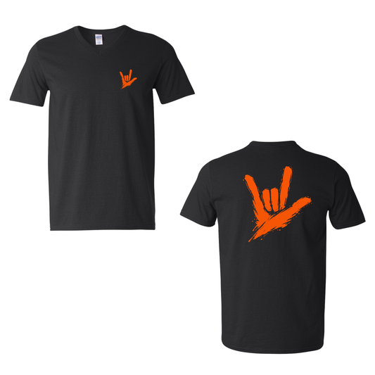Orange ILY by Fortyxfive – Front & Back Unisex V-NECK