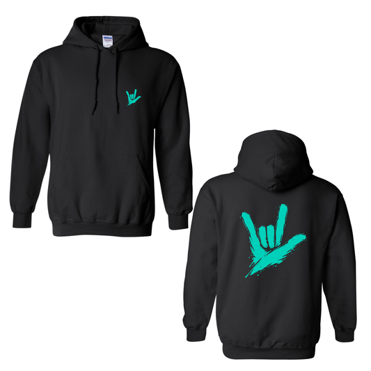 Teal ILY by Fortyxfive – Front & Back Unisex Hoodie