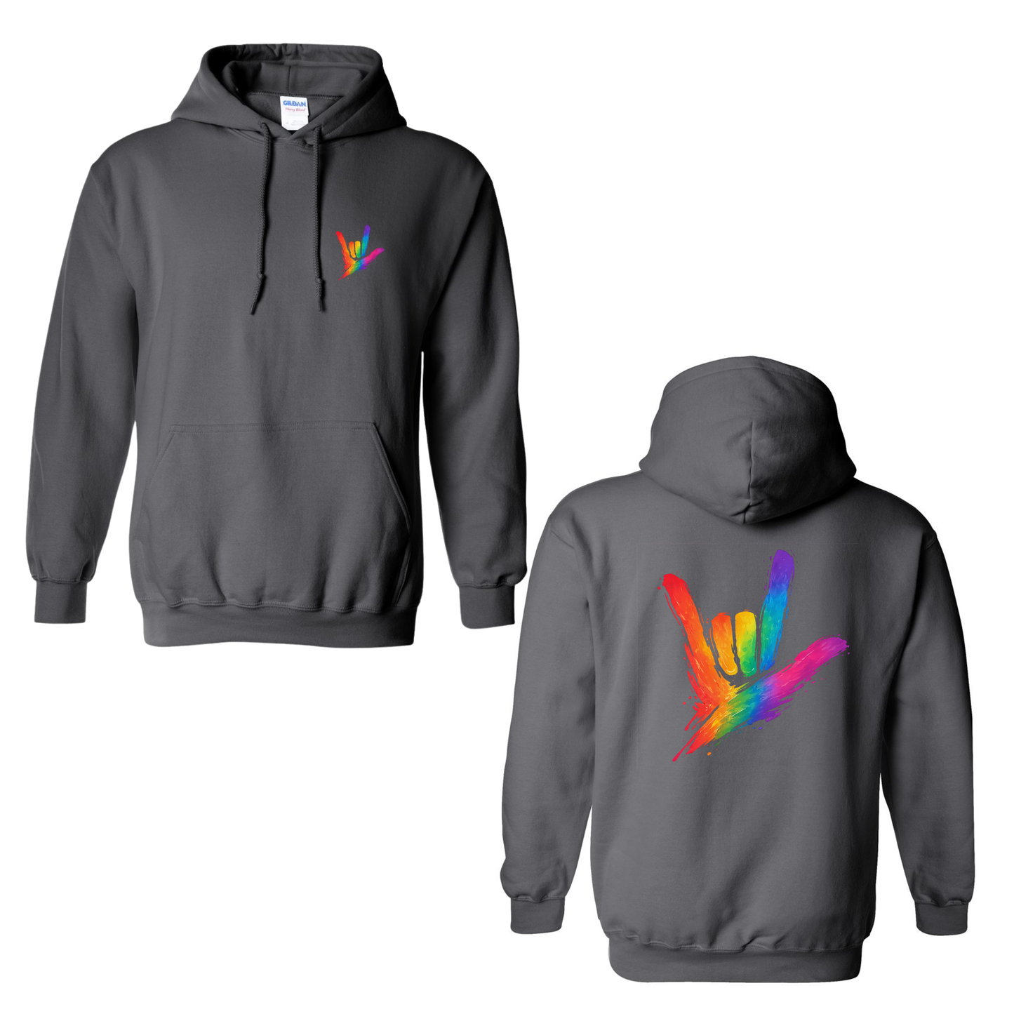 Rainbow ILY by Fortyxfive - Front & Back Unisex Hoodie