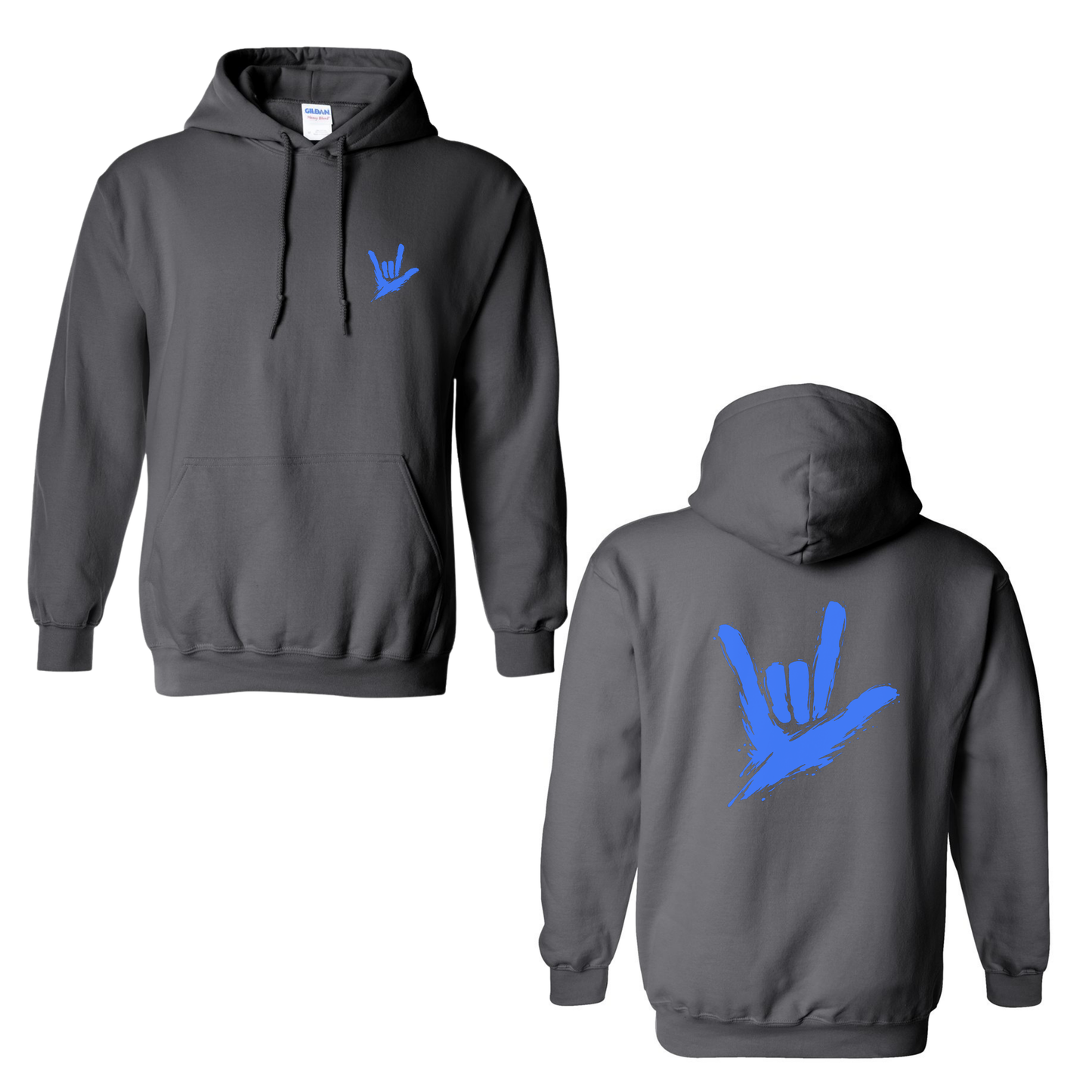 Electric Blue ILY by Fortyxfive – Front & Back Unisex Hoodie