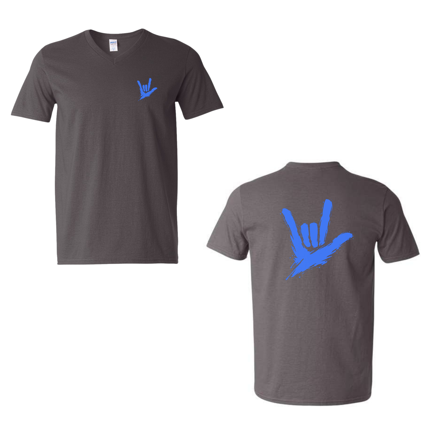 Electric Blue ILY by Fortyxfive – Front & Back Unisex V-NECK