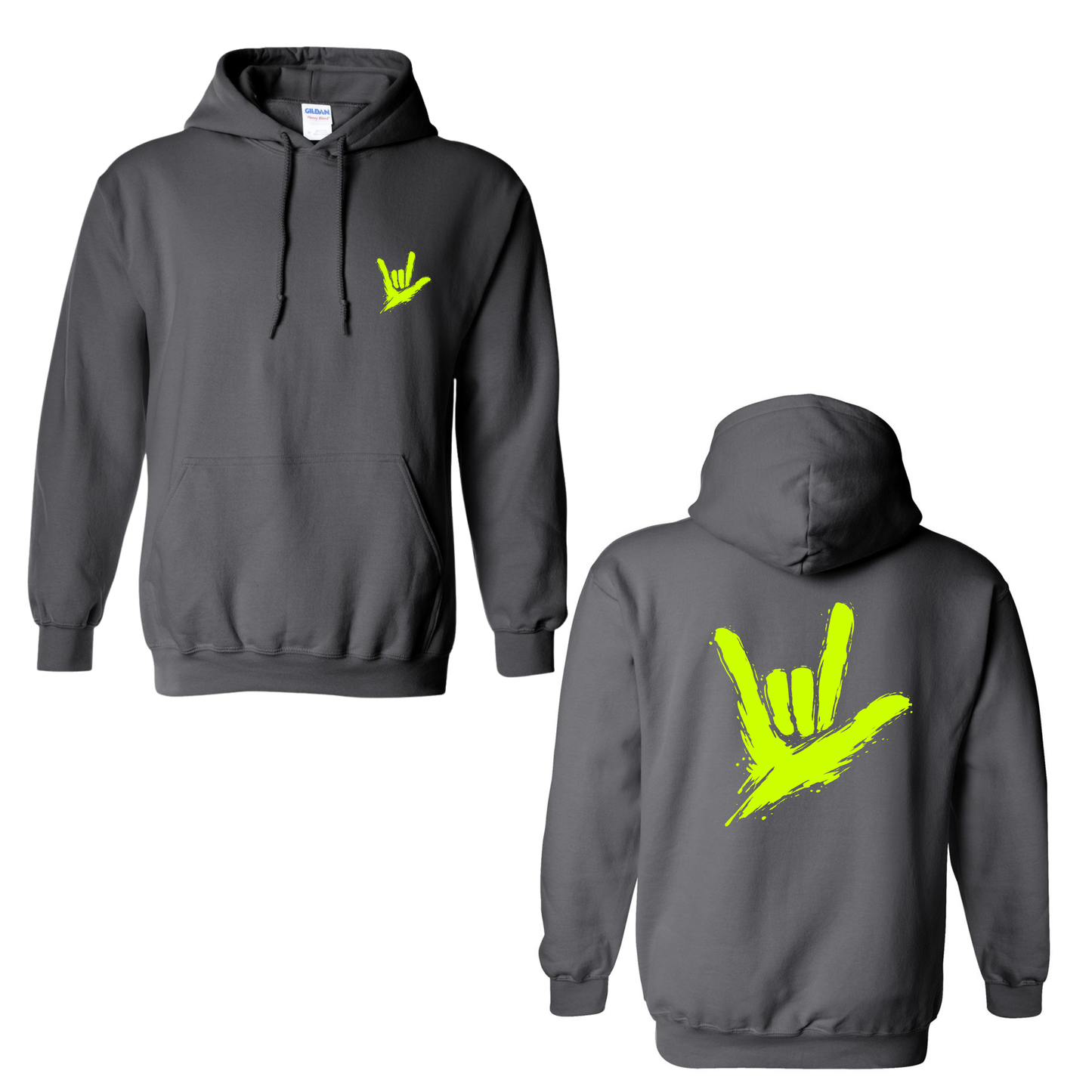 Neon Green ILY by Fortyxfive – Front & Back Unisex Hoodie