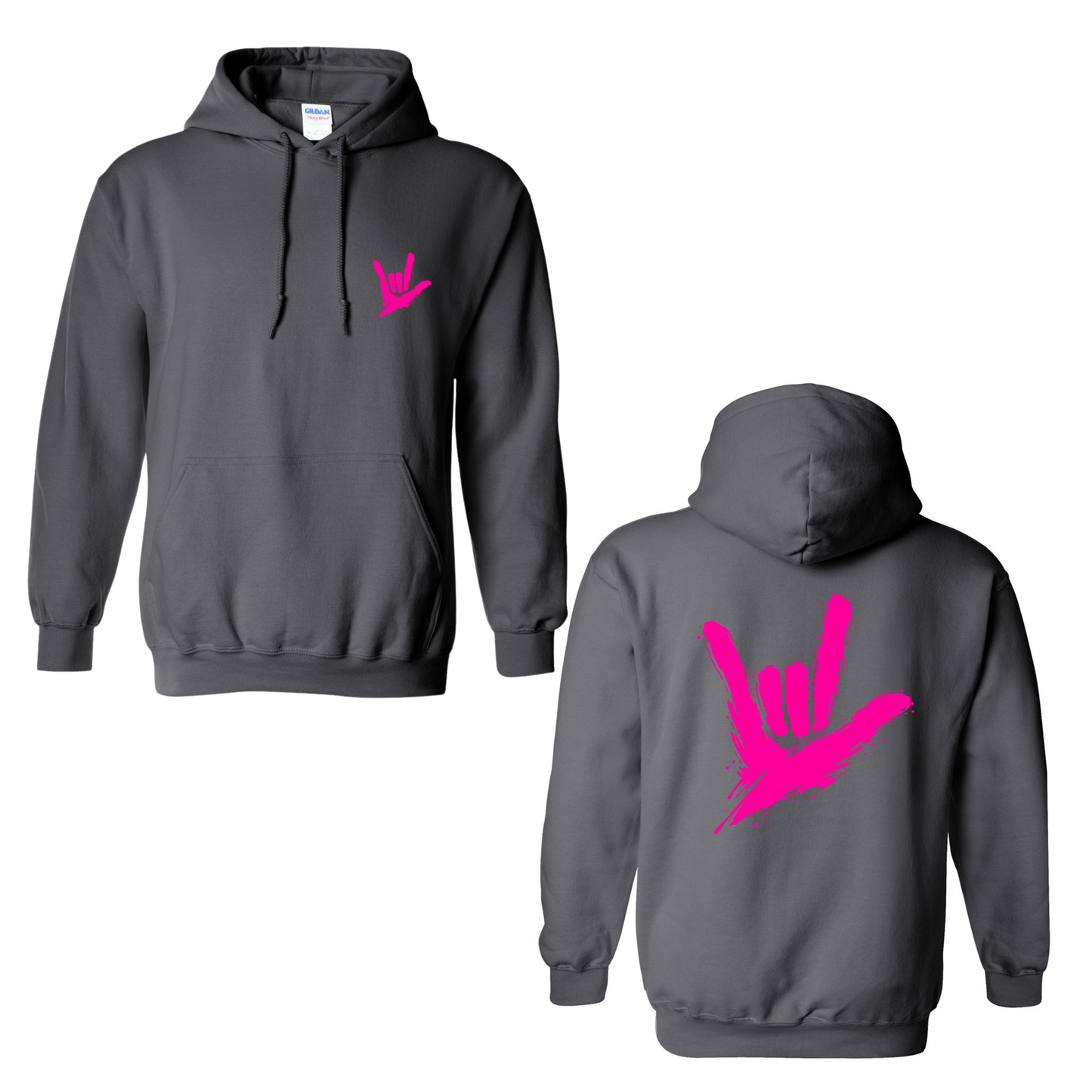 Neon Pink ILY by Fortyxfive – Front & Back Unisex Hoodie