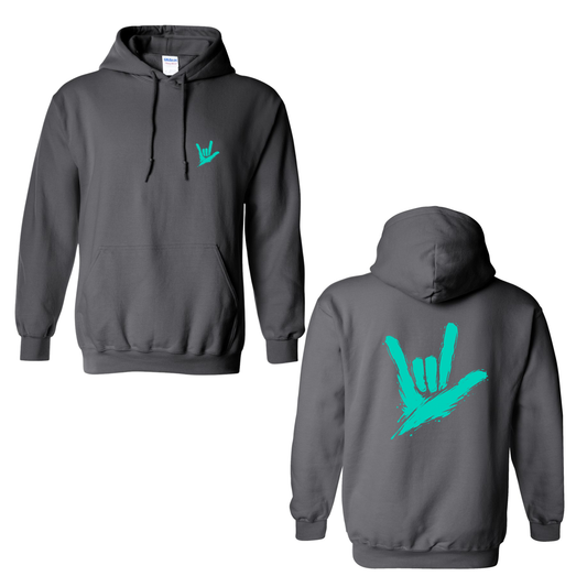 Teal ILY by Fortyxfive – Front & Back Unisex Hoodie