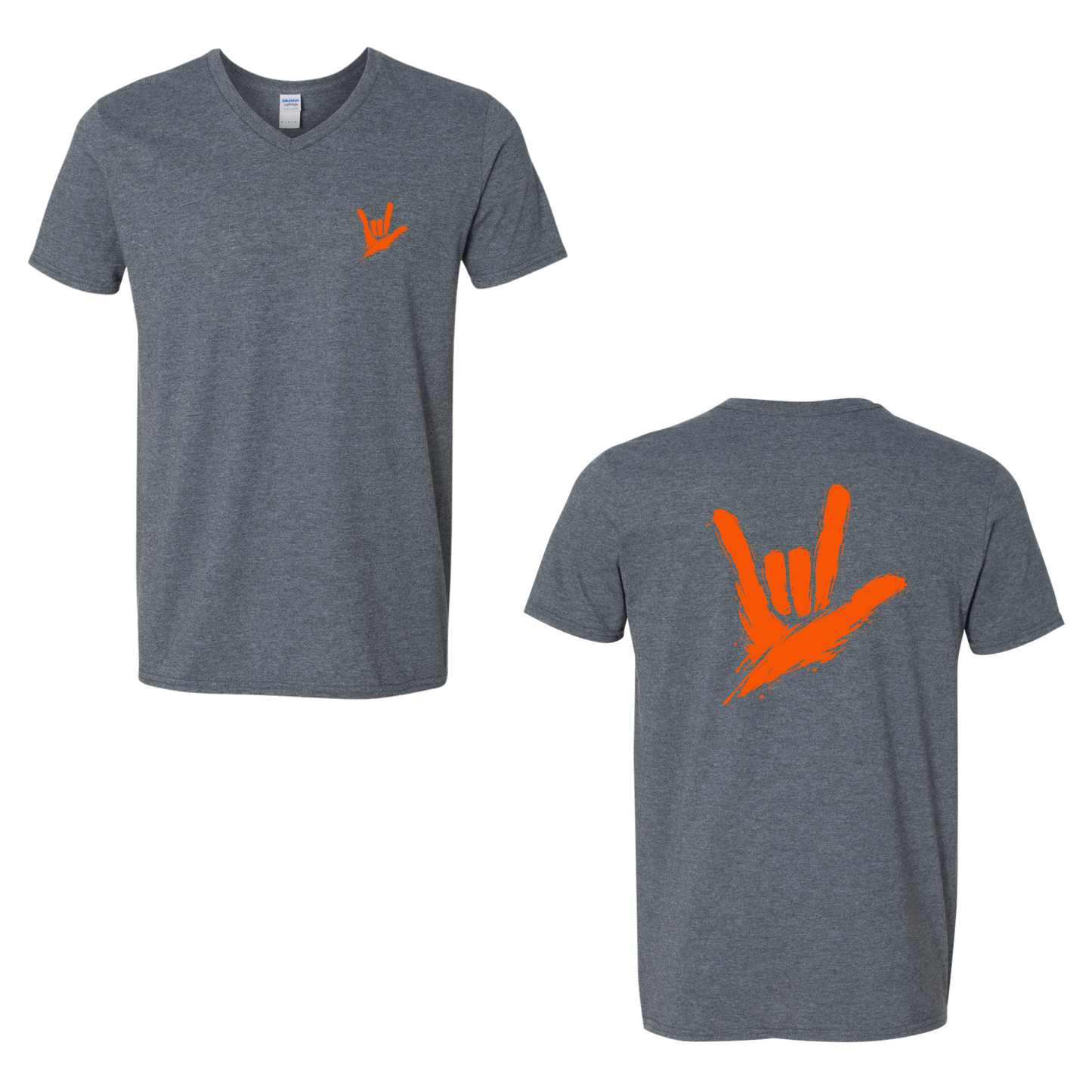 Orange ILY by Fortyxfive – Front & Back Unisex V-NECK