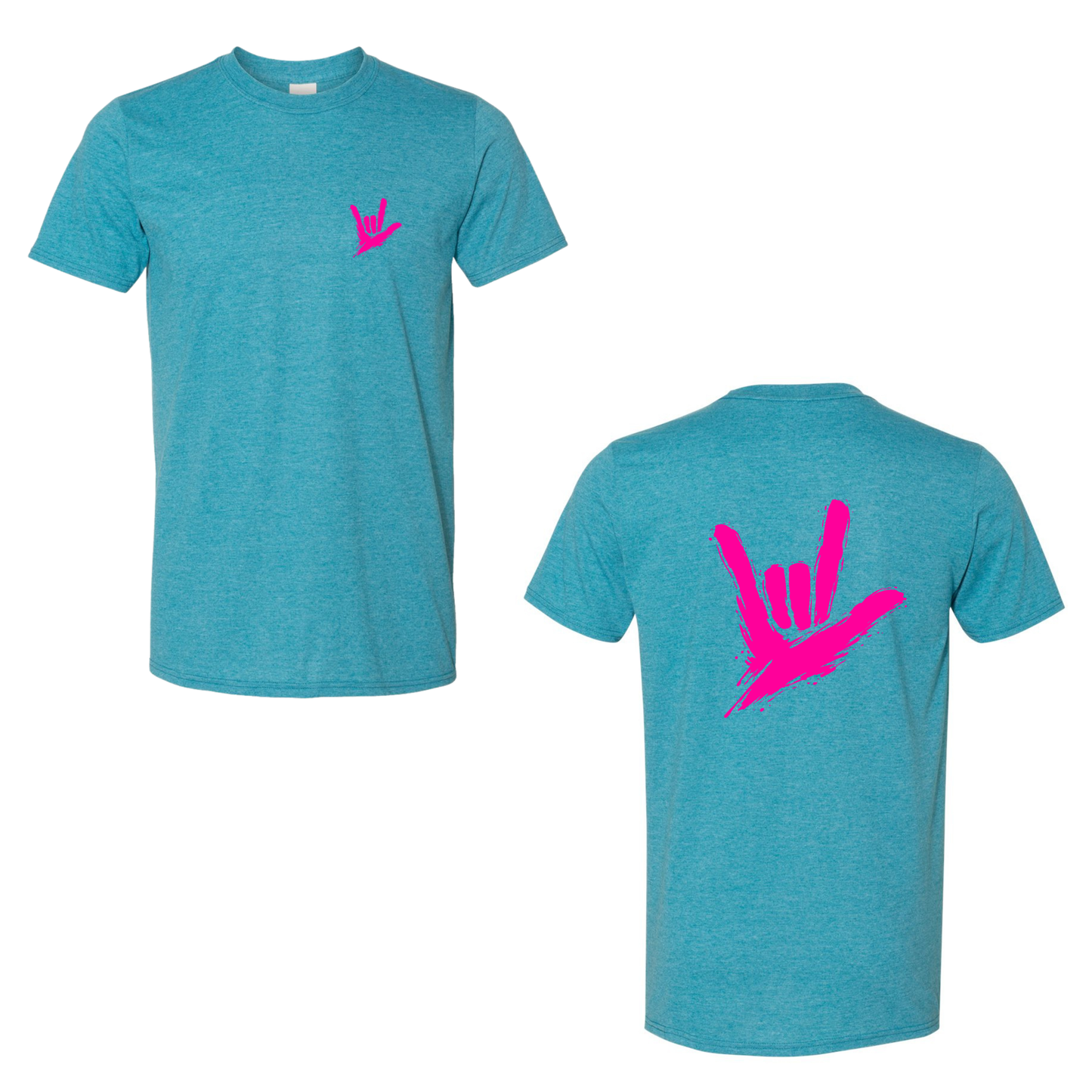 Neon Pink ILY by Fortyxfive – Front & Back Unisex T-Shirt