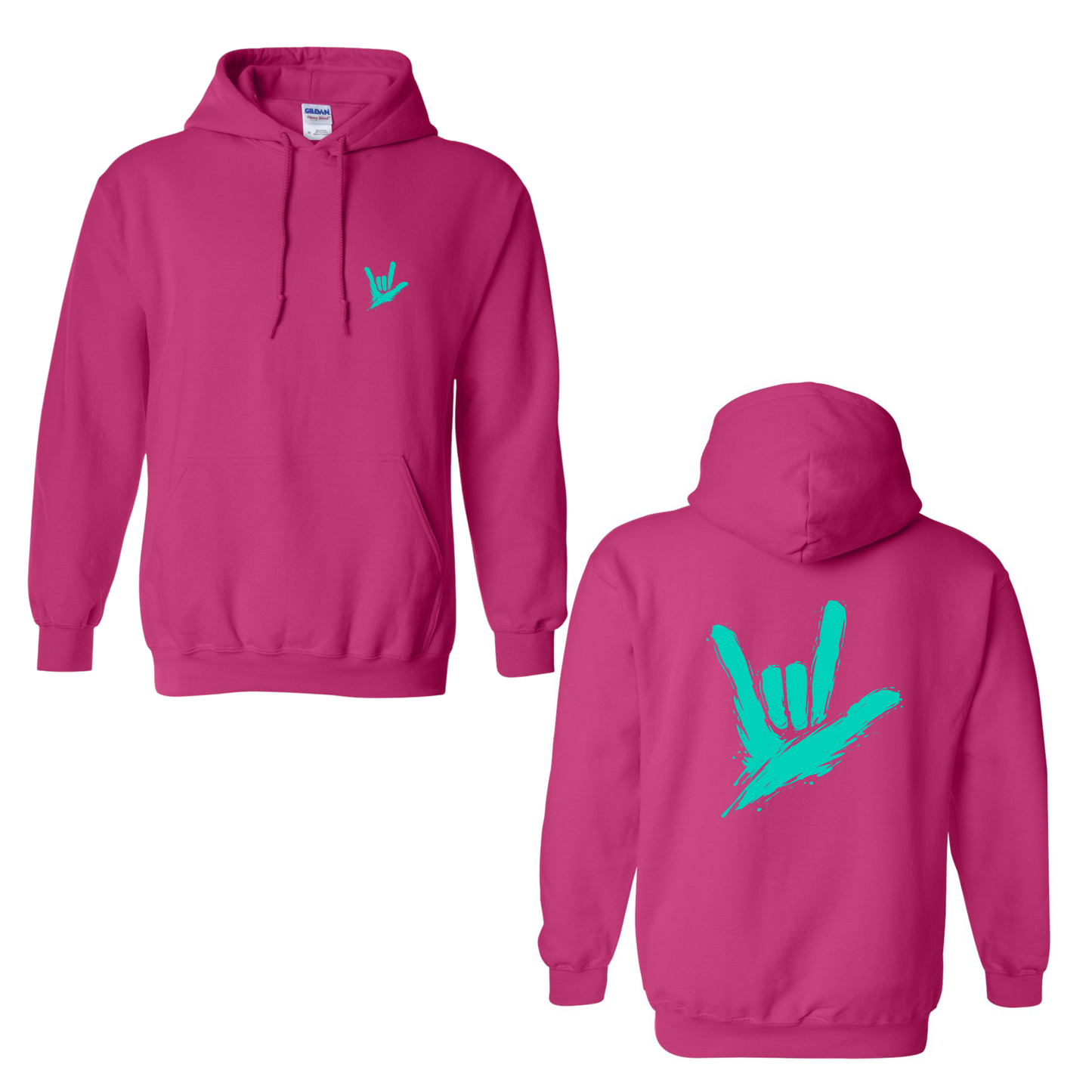 Teal ILY by Fortyxfive – Front & Back Unisex Hoodie