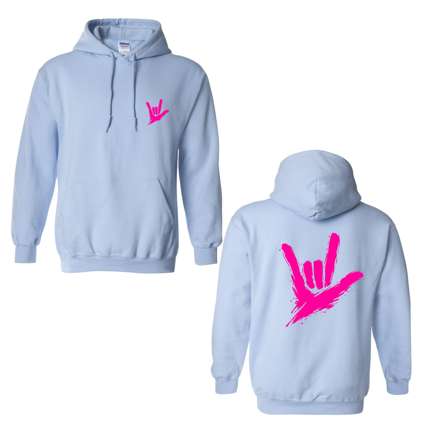 Neon Pink ILY by Fortyxfive – Front & Back Unisex Hoodie