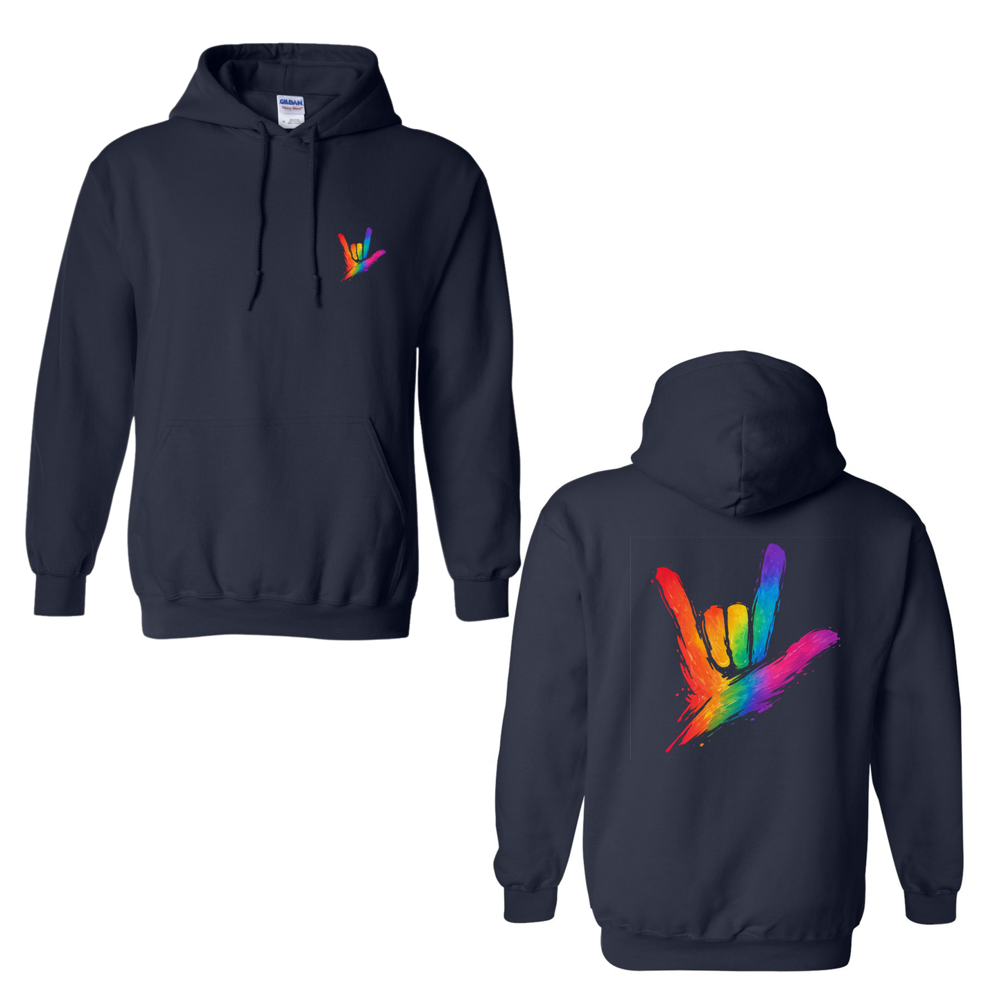 Rainbow ILY by Fortyxfive - Front & Back Unisex Hoodie