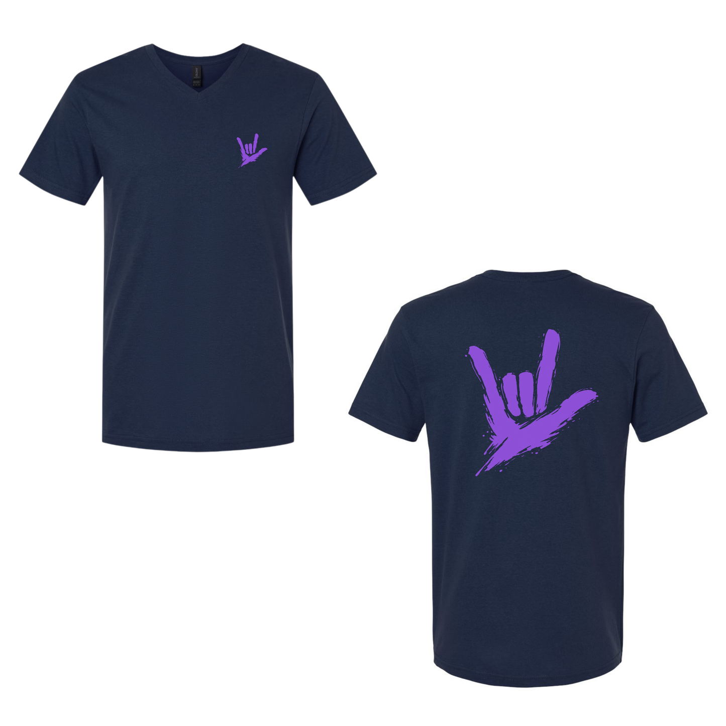 Purple ILY by Fortyxfive – Front & Back Unisex V-NECK