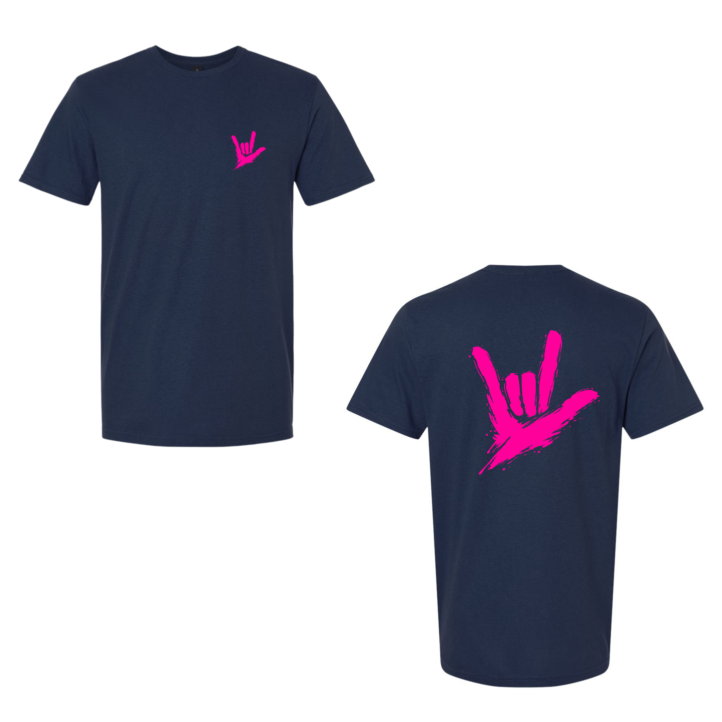 Neon Pink ILY by Fortyxfive – Front & Back Unisex T-Shirt