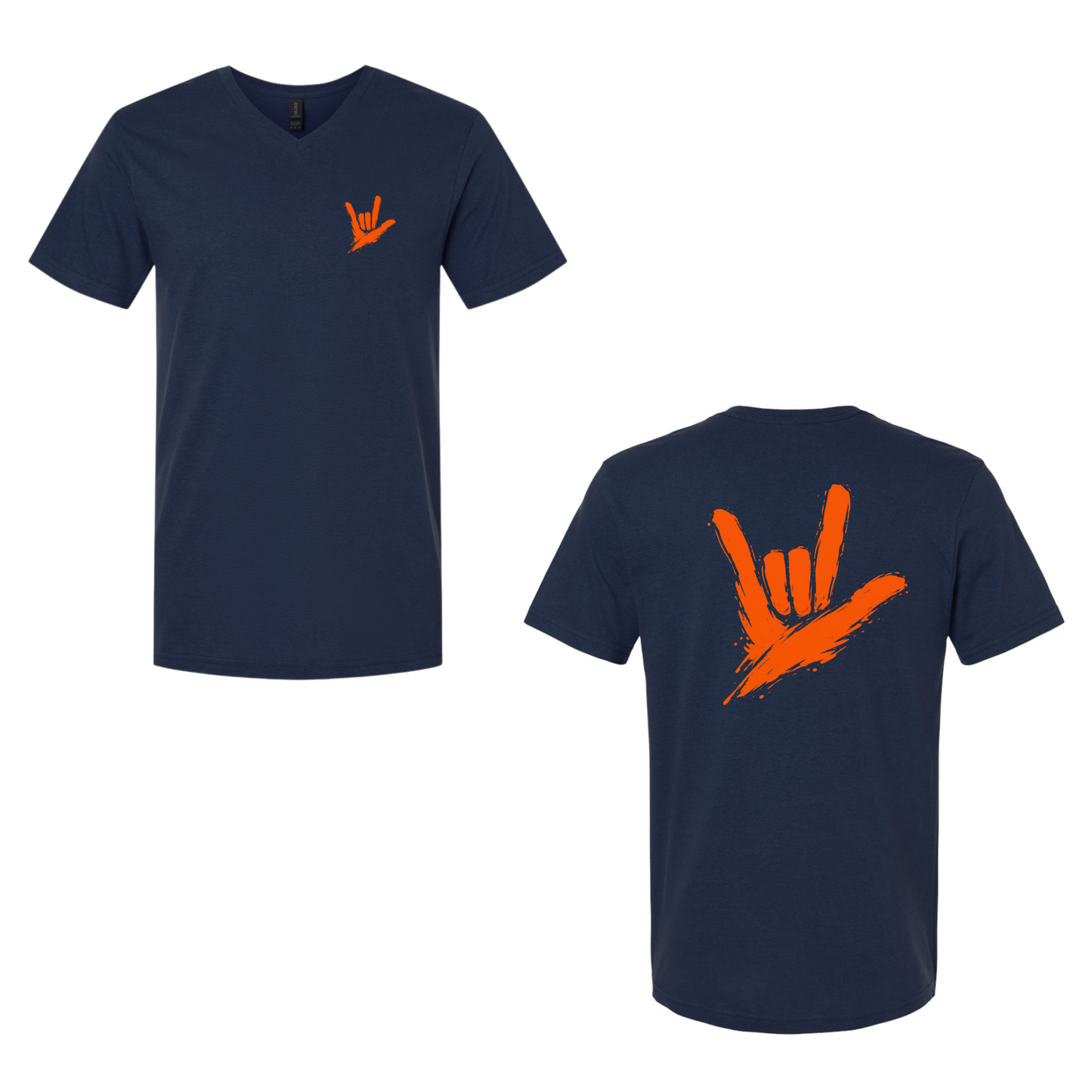 Orange ILY by Fortyxfive – Front & Back Unisex V-NECK