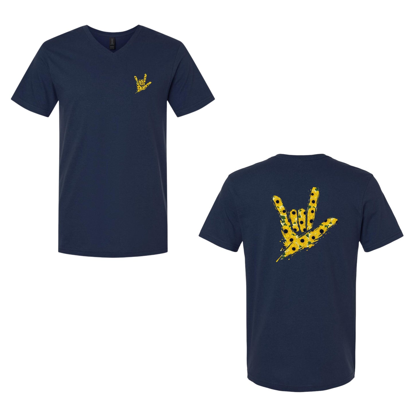 Sunflower ILY by Fortyxfive – Front & Back Unisex V-NECK
