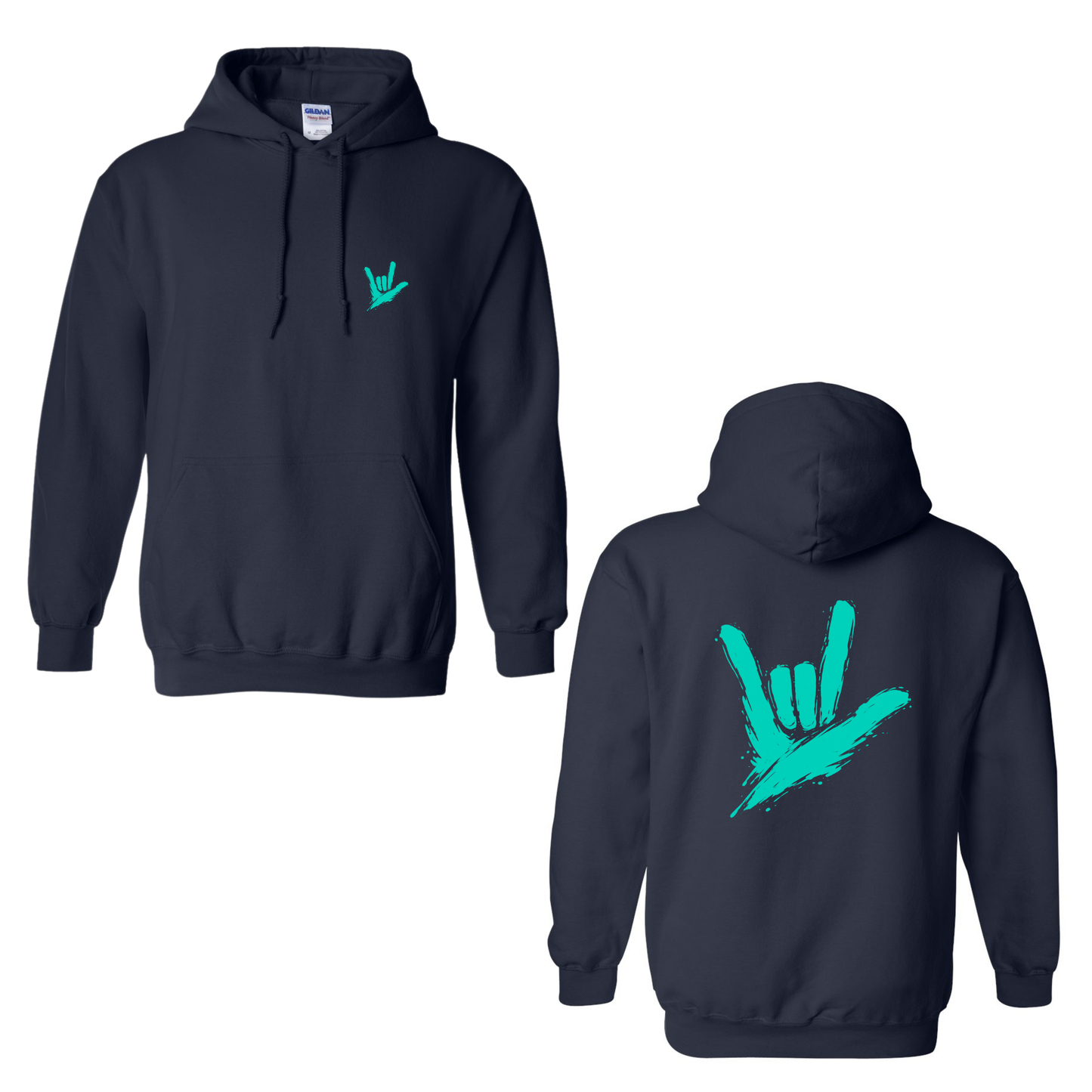 Teal ILY by Fortyxfive – Front & Back Unisex Hoodie