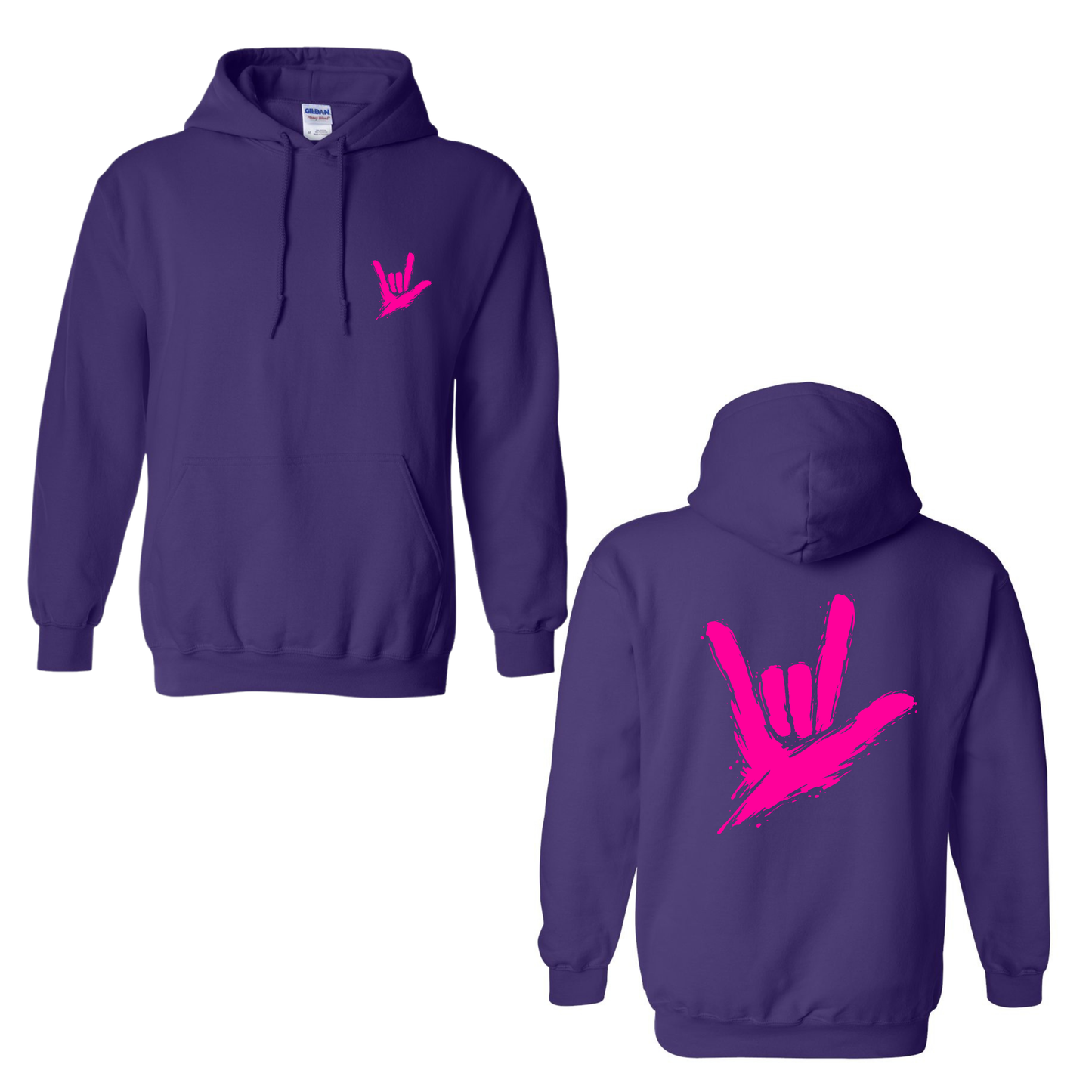Neon Pink ILY by Fortyxfive – Front & Back Unisex Hoodie