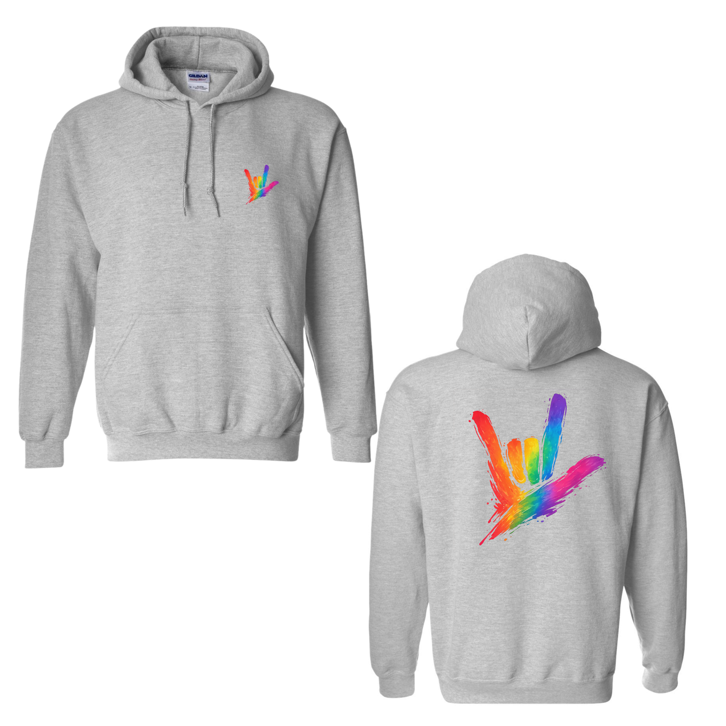 Rainbow ILY by Fortyxfive - Front & Back Unisex Hoodie