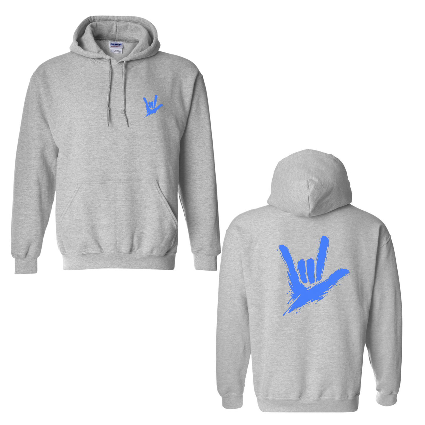 Electric Blue ILY by Fortyxfive – Front & Back Unisex Hoodie