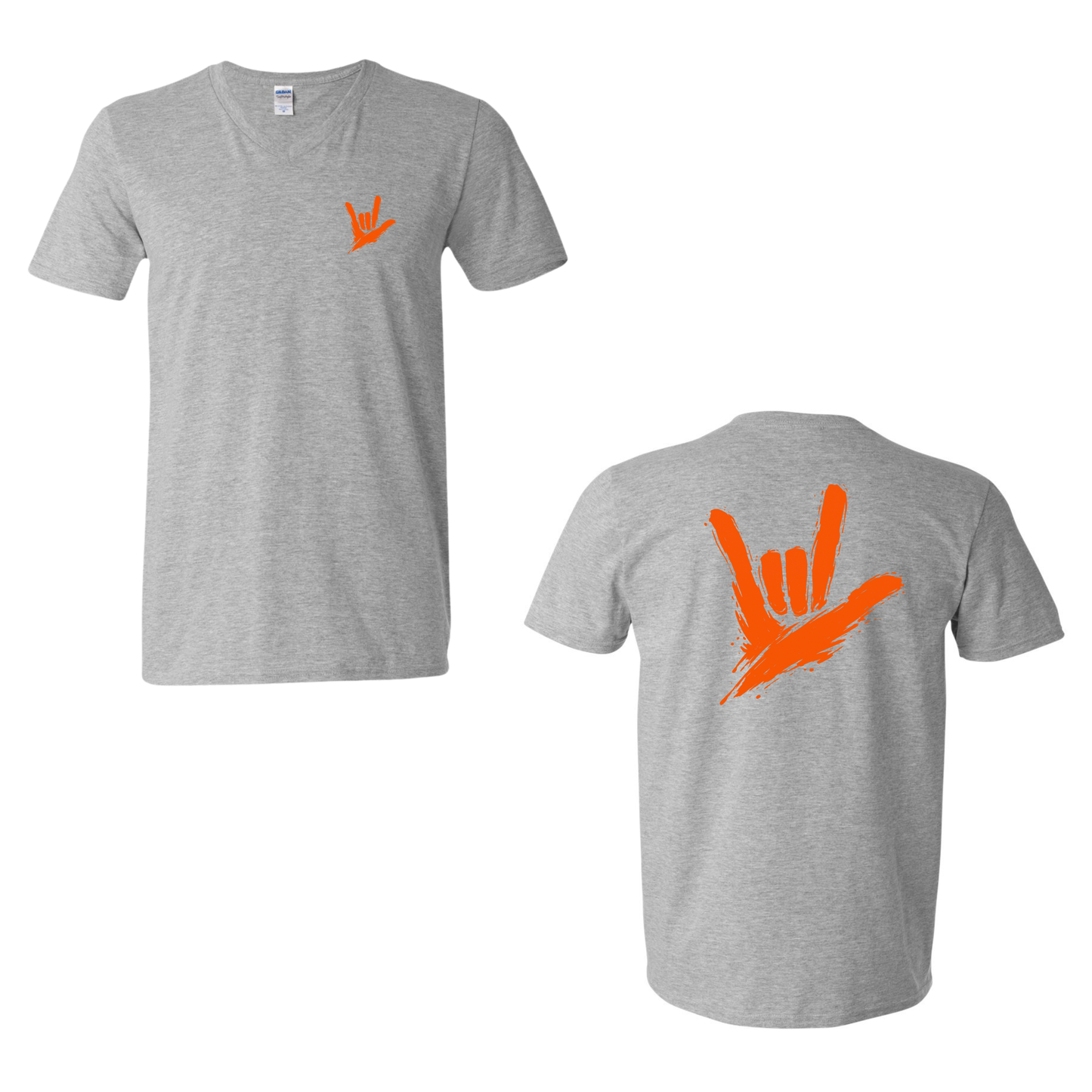 Orange ILY by Fortyxfive – Front & Back Unisex V-NECK