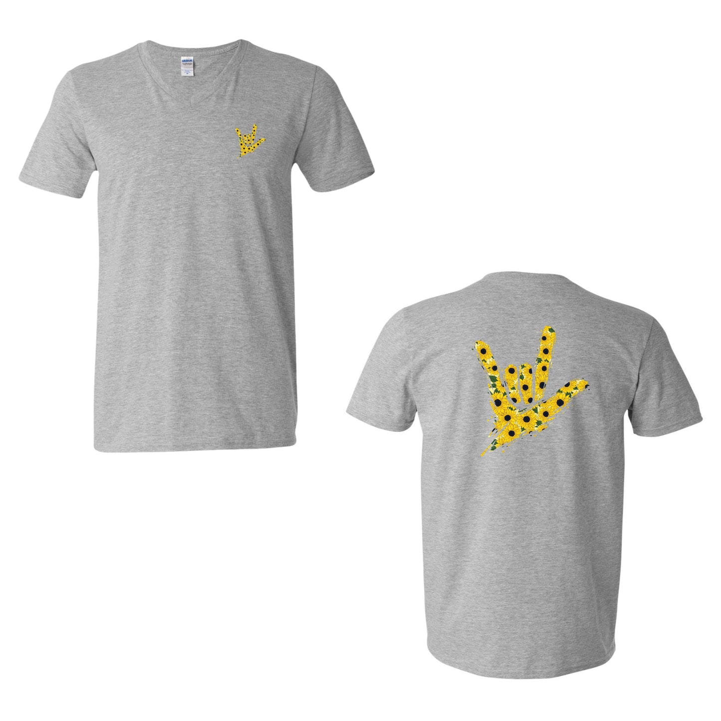 Sunflower ILY by Fortyxfive – Front & Back Unisex V-NECK