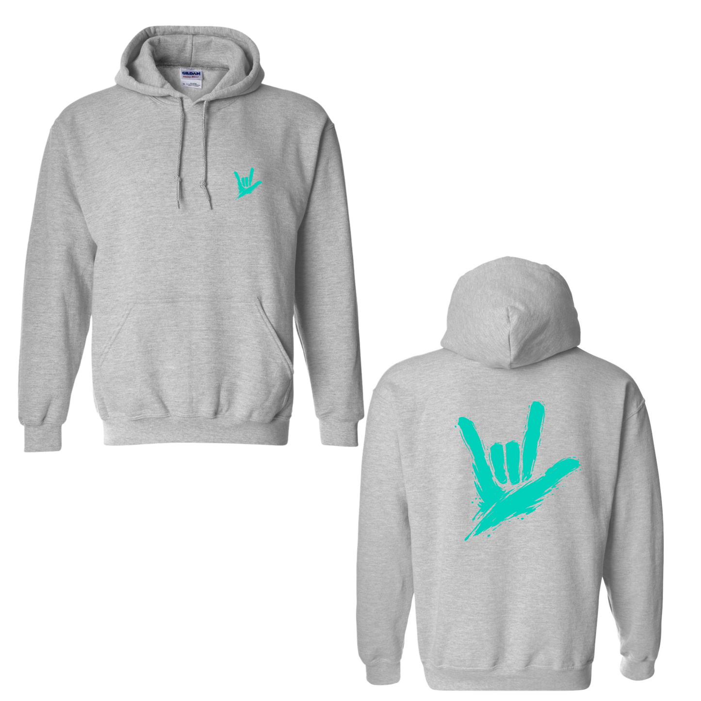Teal ILY by Fortyxfive – Front & Back Unisex Hoodie