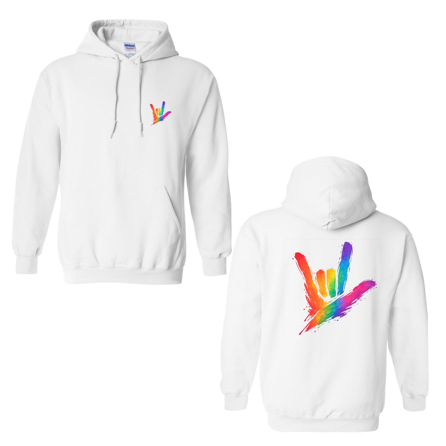 Rainbow ILY by Fortyxfive - Front & Back Unisex Hoodie