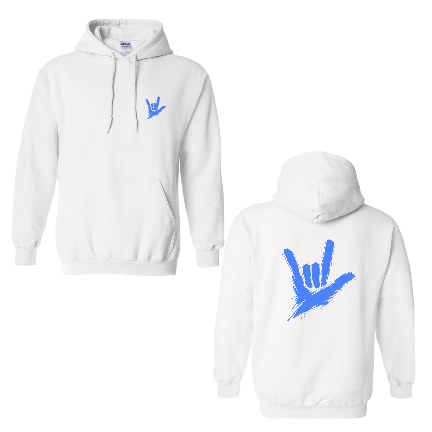 Electric Blue ILY by Fortyxfive – Front & Back Unisex Hoodie