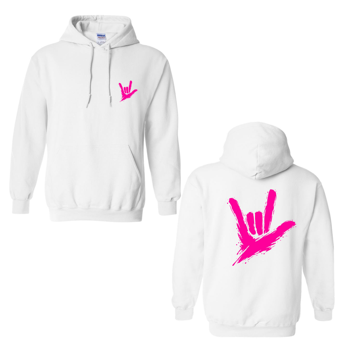 Neon Pink ILY by Fortyxfive – Front & Back Unisex Hoodie