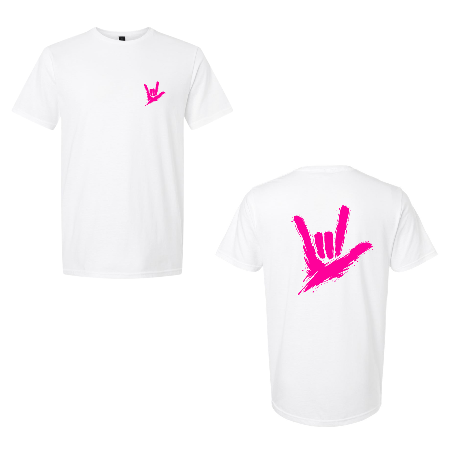 Neon Pink ILY by Fortyxfive – Front & Back Unisex T-Shirt