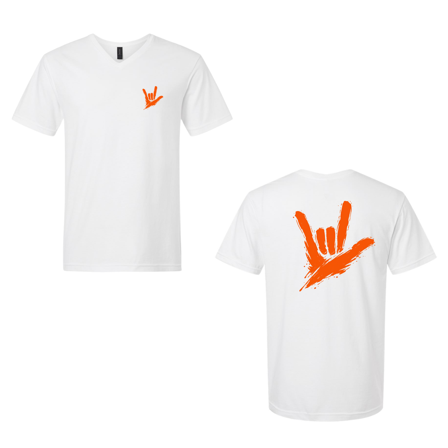 Orange ILY by Fortyxfive – Front & Back Unisex V-NECK