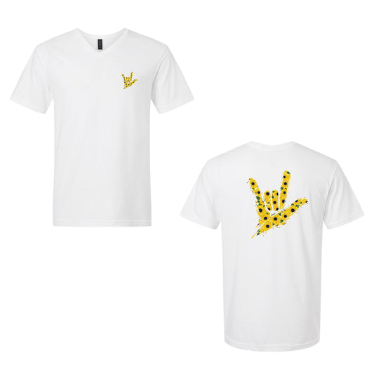 Sunflower ILY by Fortyxfive – Front & Back Unisex V-NECK