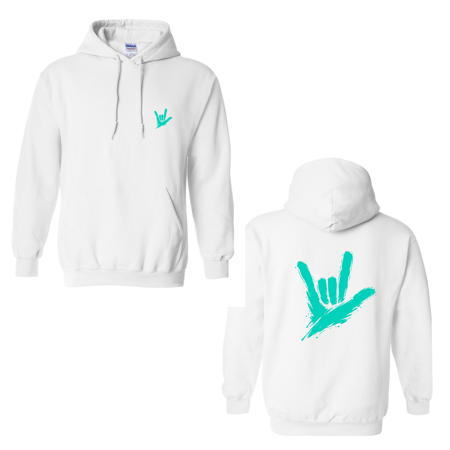 Teal ILY by Fortyxfive – Front & Back Unisex Hoodie