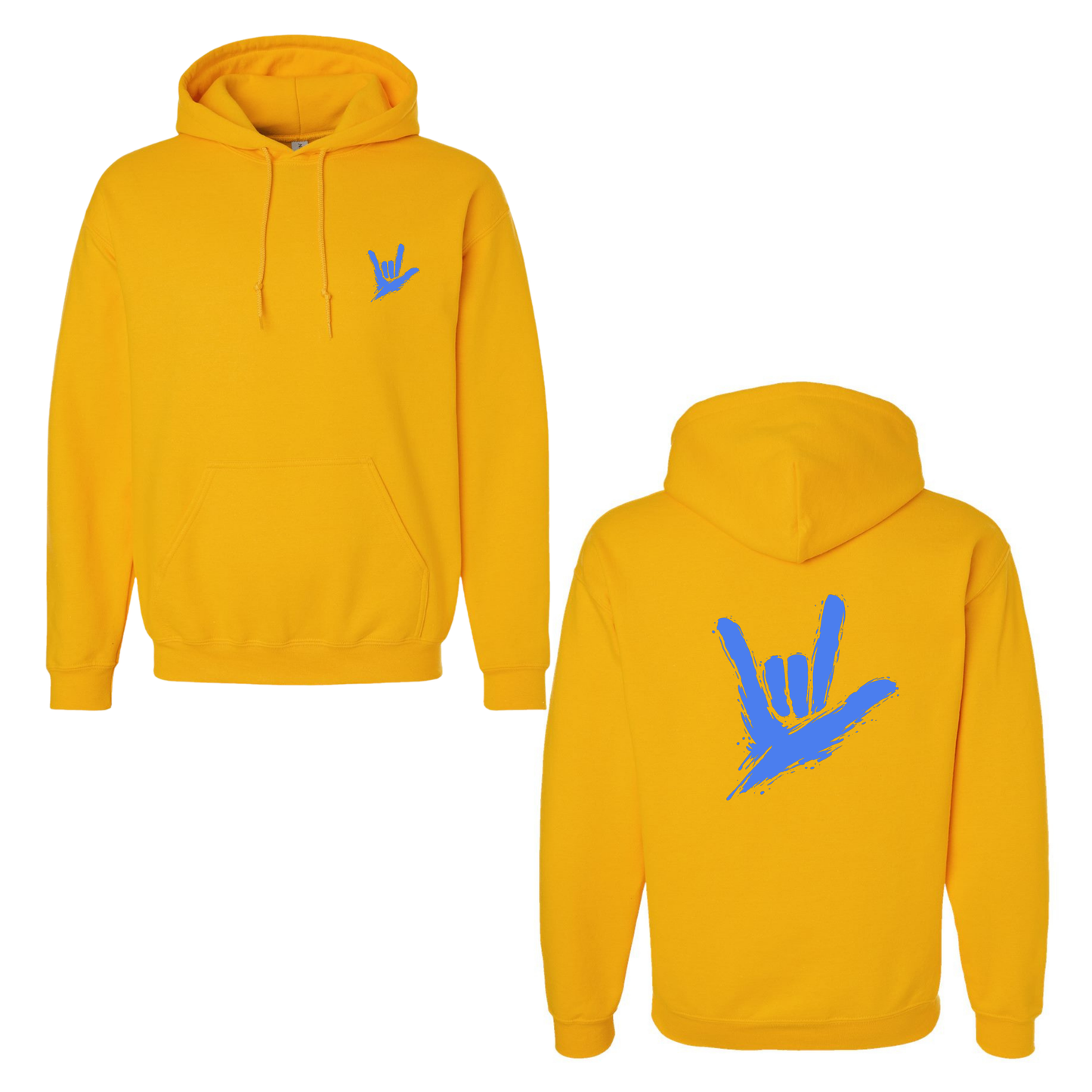 Electric Blue ILY by Fortyxfive – Front & Back Unisex Hoodie